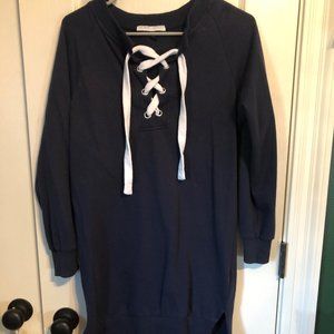 PLANET GOLD NAVY SWEATSHIRT TUNIC SMALL